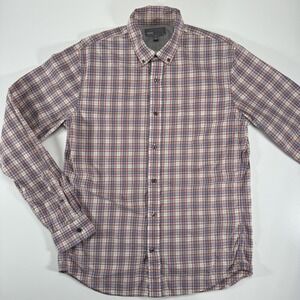 VINCE Long Sleeve Button Down Shirt Mens Medium Plaid Pink Blue Classic